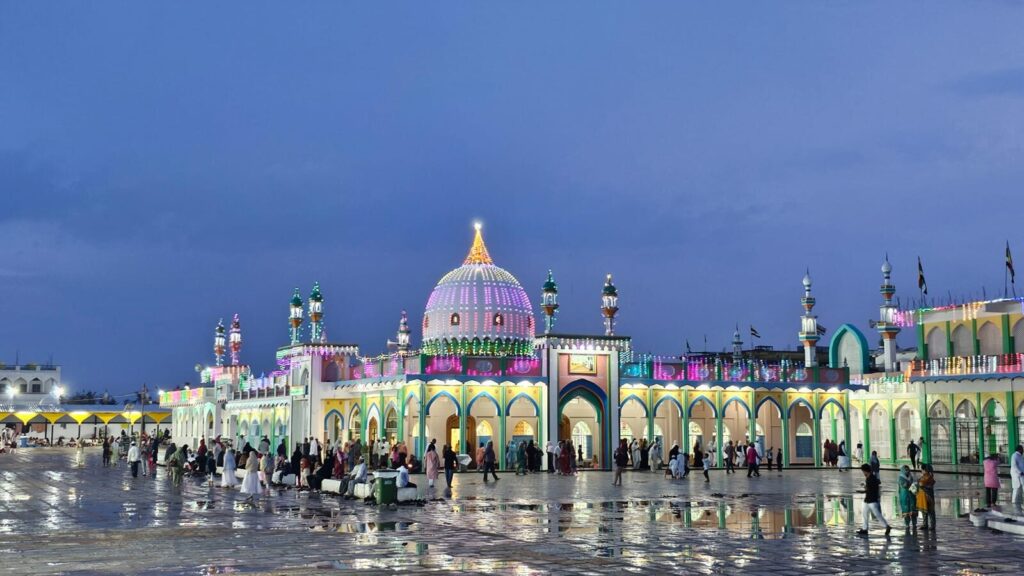 The shrine lit up for a gathering
