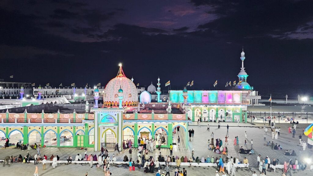 The shrine glowing at night